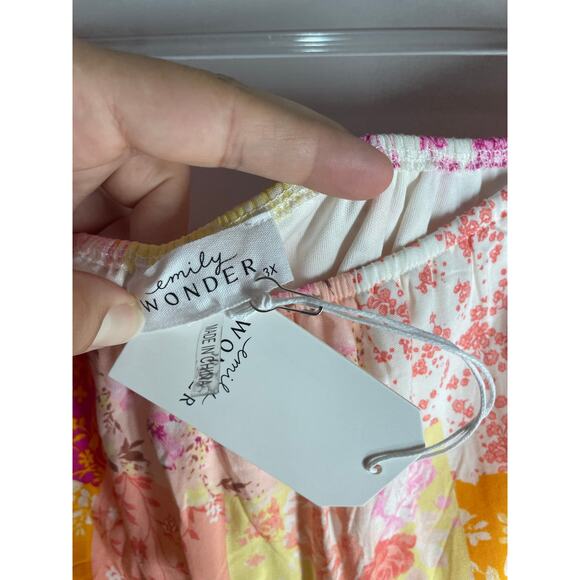 Emily Wonder Floral Patchwork Off the Shoulder Flowy Dress Plus Size 3X NEW - Picture 3 of 4